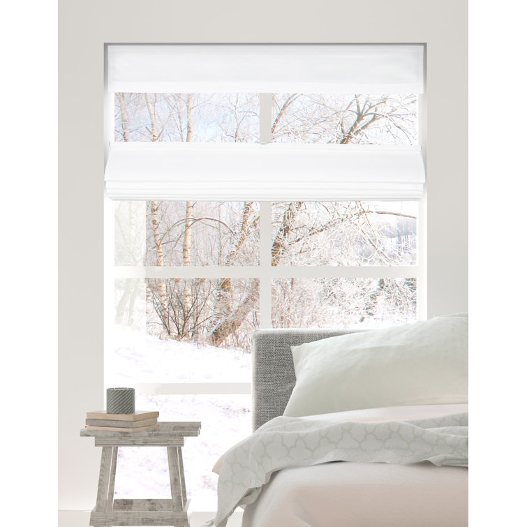 Symple Stuff Top Down Bottom Up SemiSheer Cloud White Roman Shade